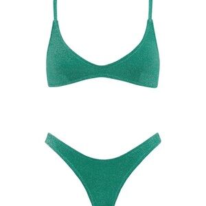 Triangle Sparkly Emerald Green Bikini Set